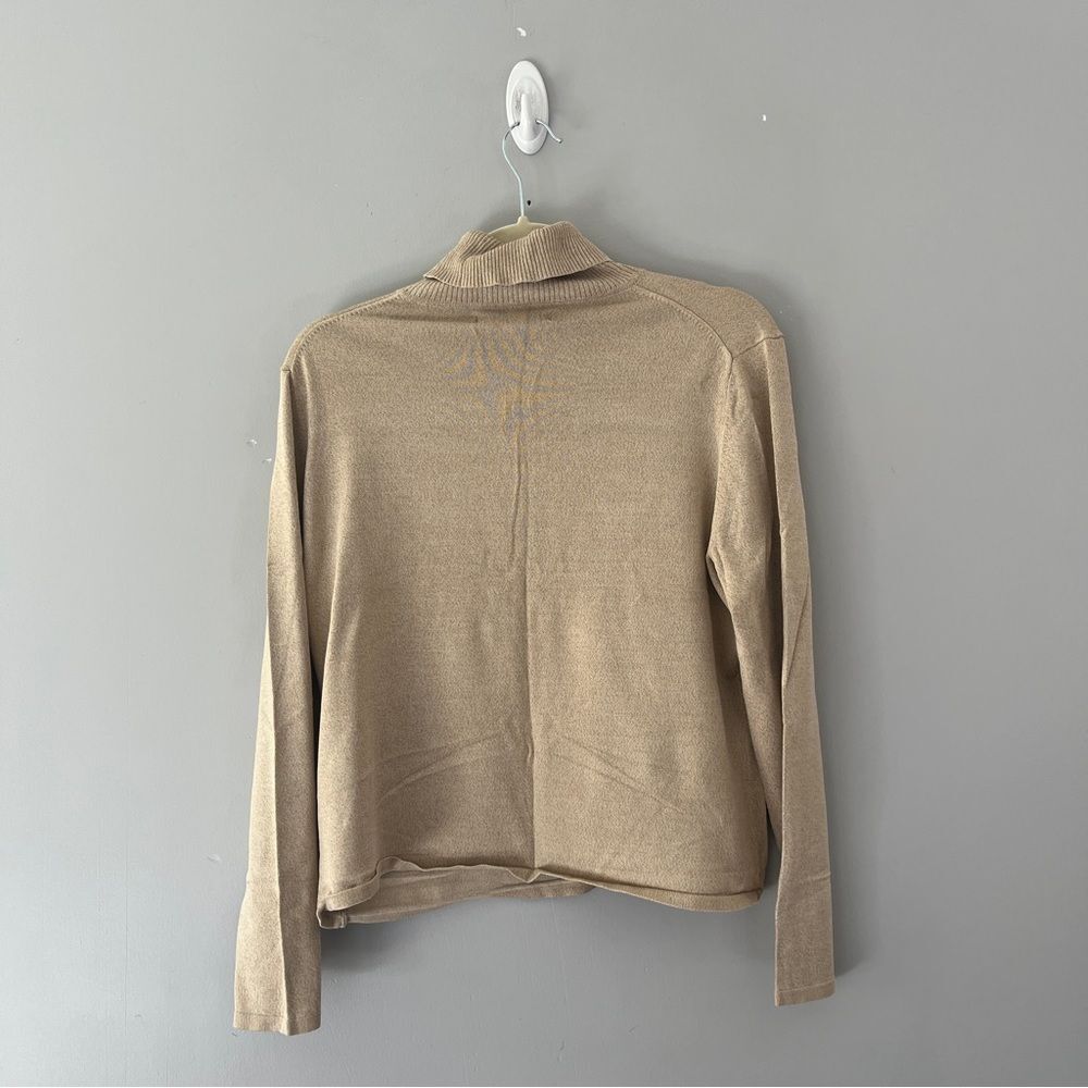 Pursuits Ltd Tan Knit Turtleneck Sweater Silk Blend Pullover Womens Size Large L - Picture 3 of 5